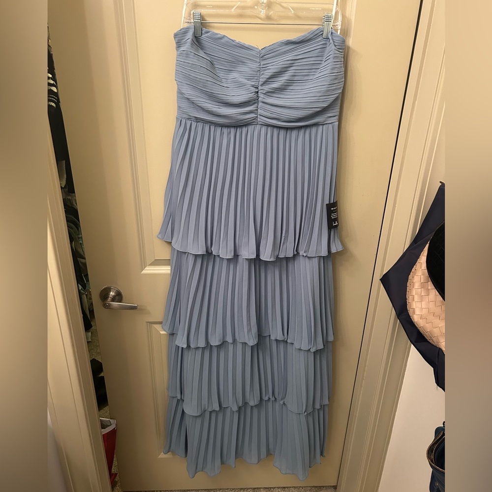 Lulus Simply Sensational Light Blue Strapless Tiered Maxi Dress